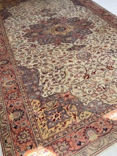Arabesque Vintage Turkish Vine Design Rug, circa 1950's