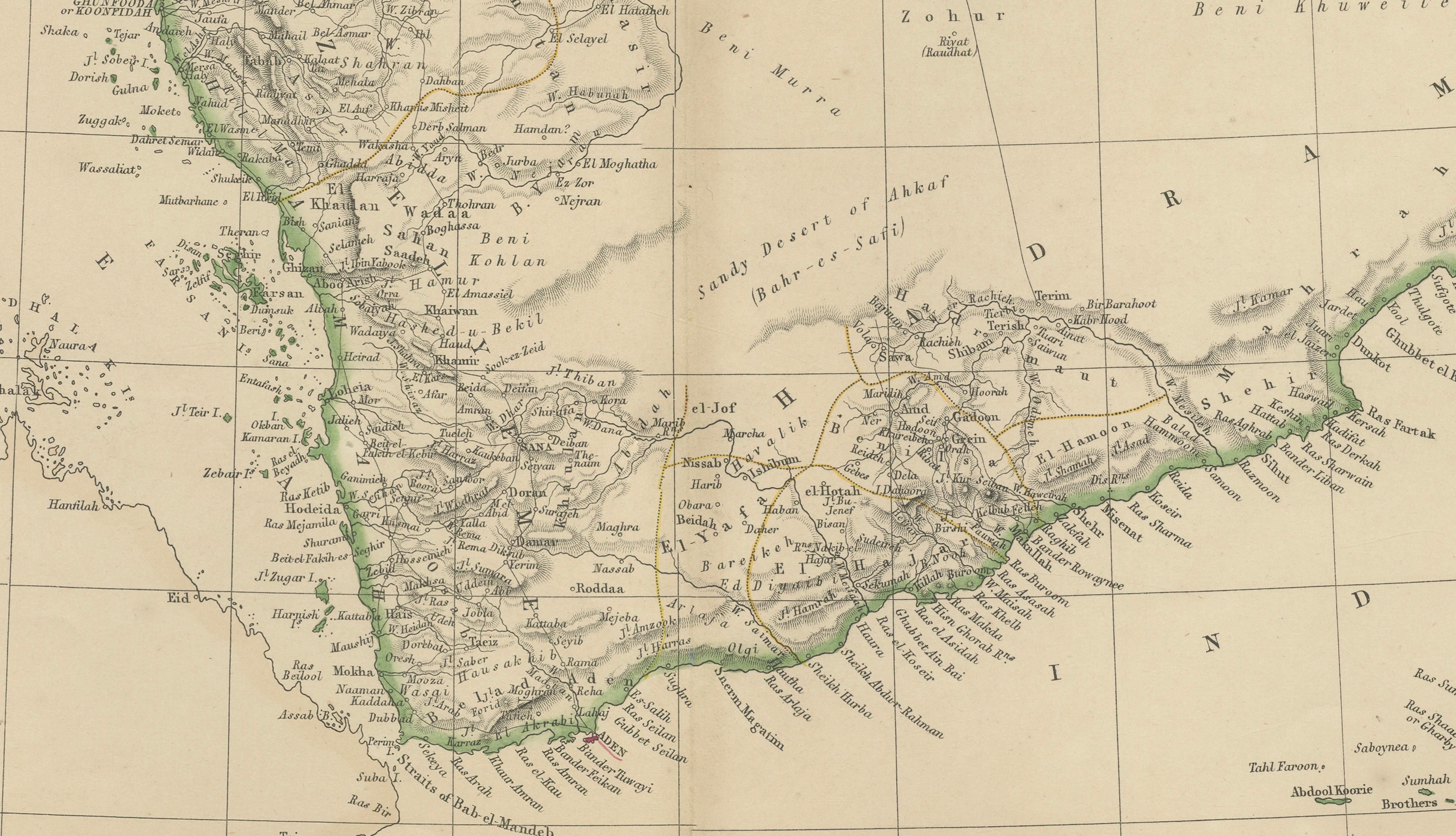 Arabia, Antique Map of the Arabian Peninsula, Blackie Atlas 1860
