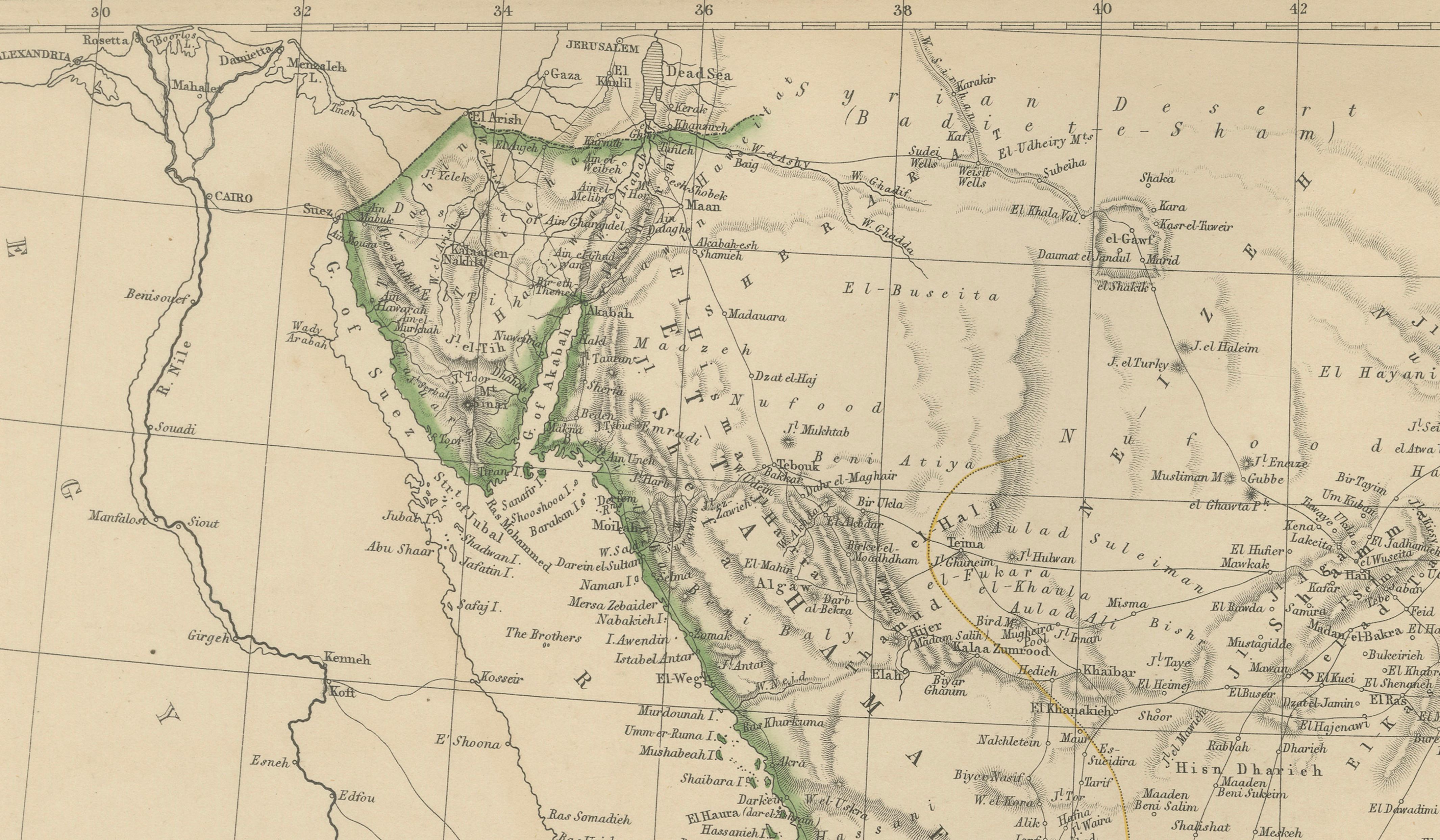 Arabia, Antique Map of the Arabian Peninsula, Blackie Atlas 1860