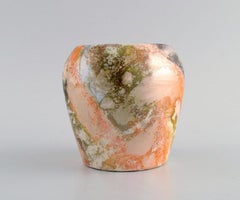 Arabia, Finland, Art Deco Vase in Glazed Faience, Beautiful Marbled Glaze