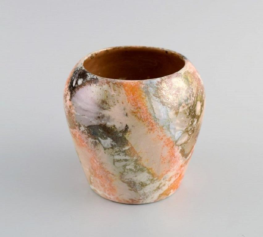 Arabia, Finnland, Art-Déco-Vase aus glasierter Fayence, schöne marmorierte Glasur (Finnisch) im Angebot