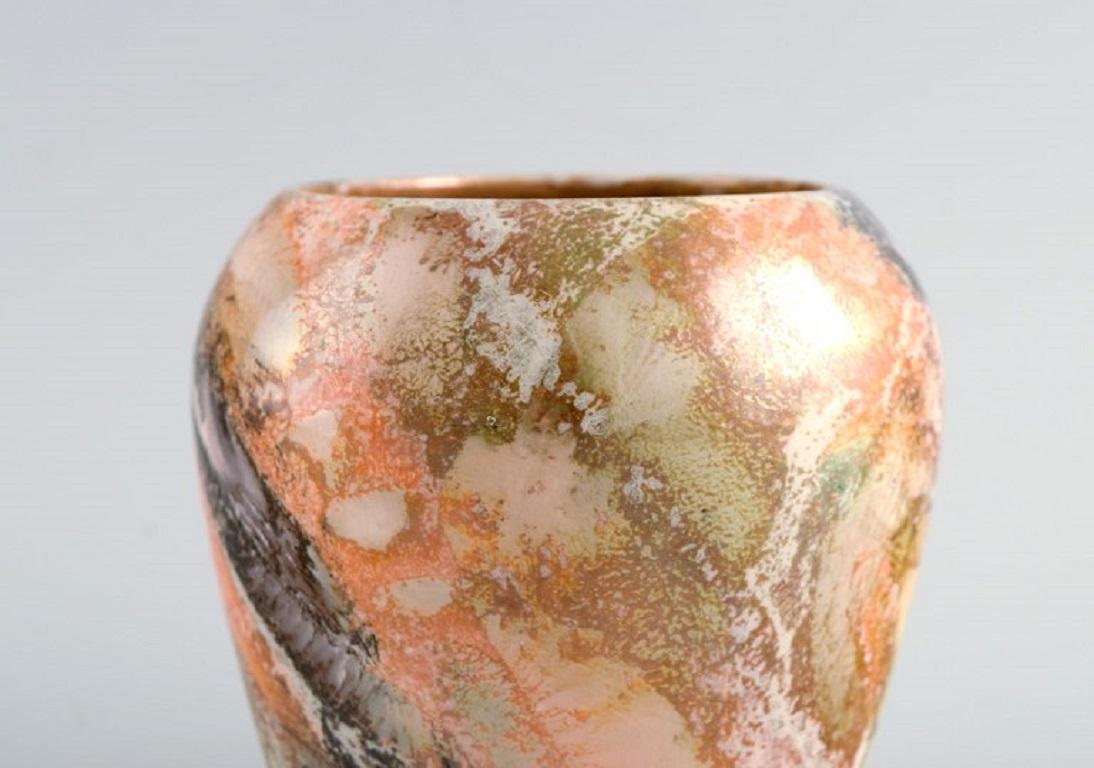 Arabia, Finnland, Art-Déco-Vase aus glasierter Fayence, schöne marmorierte Glasur (Glasiert) im Angebot