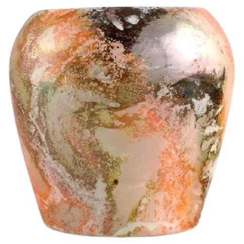 Arabia, Finland, Art Deco Vase in Glazed Faience, Beautiful Marbled Glaze For Sale
