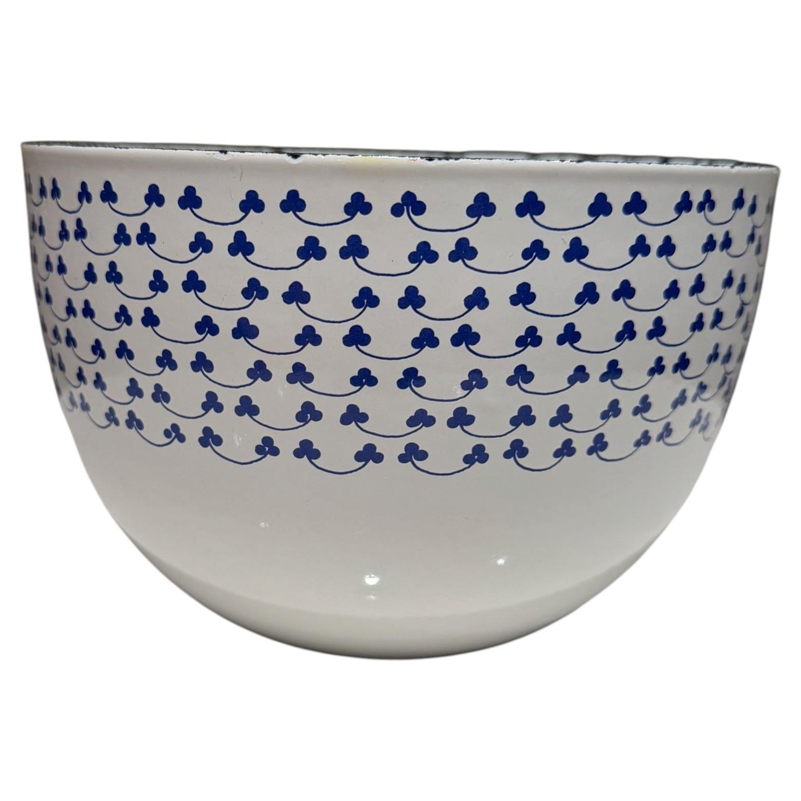 Arabia Finland Finel Enamel Bowl Blue Clover Siniapila Kaj Franck