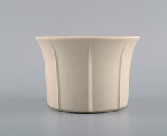 Arabia, Finland, Four Flower Pot Covers in Stoneware, Grooved Design, 1970s