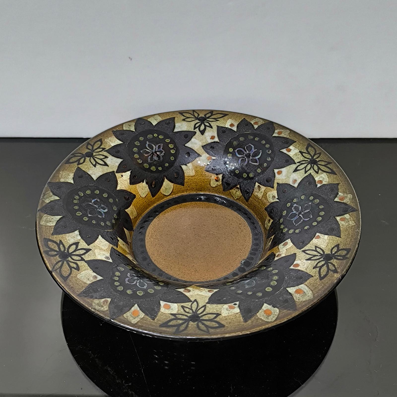 Vide-Poche aus glasiertem und bemaltem Steingut aus Arabia, Finnland, 1950er Jahre (Finnisch) im Angebot