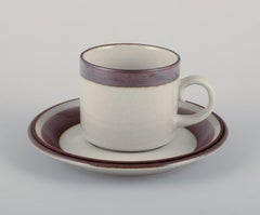 Arabia, Finland. "Karelia". Four sets of small coffee cups and saucers.