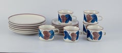 Arabia, Finland, six-person retro coffee set in stoneware. 1970s