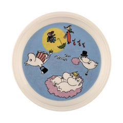 Vintage Arabia, Finland, "The Flying Moomins" Porcelain Plate with Motif from "Moomin"