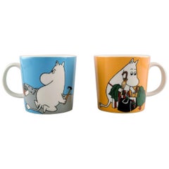 Vintage Arabia, Finland, Two Cups in Porcelain with Motifs from "Moomin"