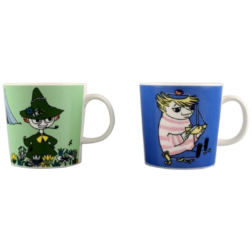 Arabia, Finland, Two Cups in Porcelain with Motifs from "Moomin"