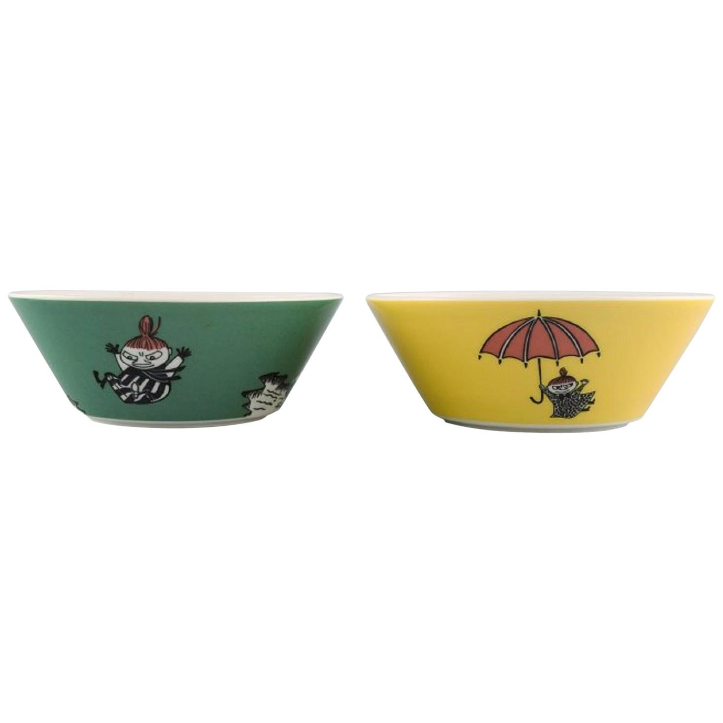 Arabia, Finland, Two Porcelain Bowls with Motifs from "Moomin" For Sale