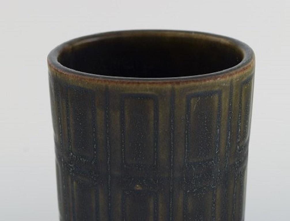 Arabia, Finland, Vase in Glazed in Ceramics, Glaze in Dark Green Shades In Excellent Condition For Sale In Copenhagen, DK