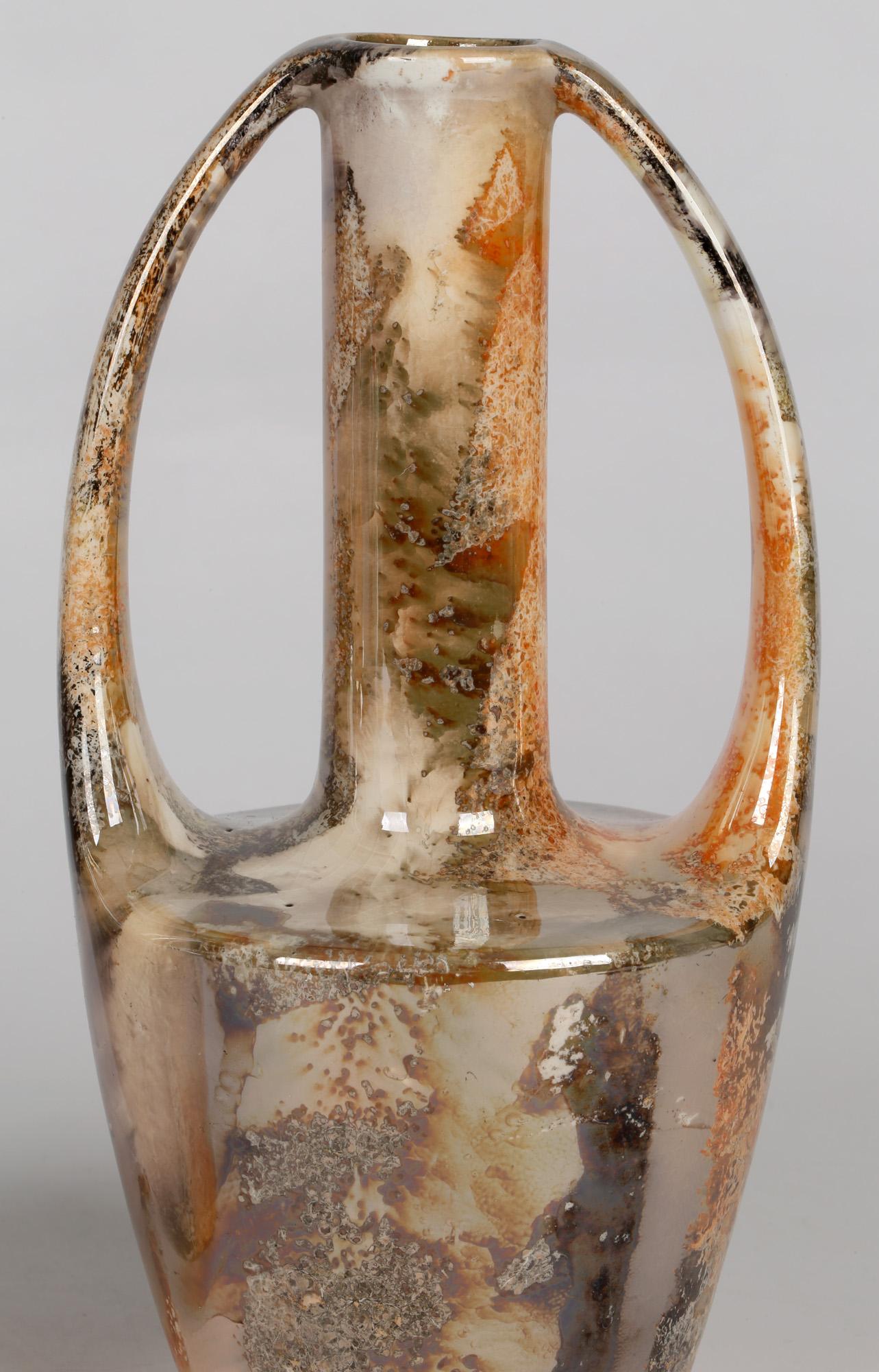 Arabia Finnish Art Deco Pair of Twin Handled Lustre Glazed Art Pottery Vases 13