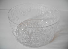 Arabia Iittala Nuutajarvi Flora Embossed Glass Bowl by Oiva Toikka, Finland