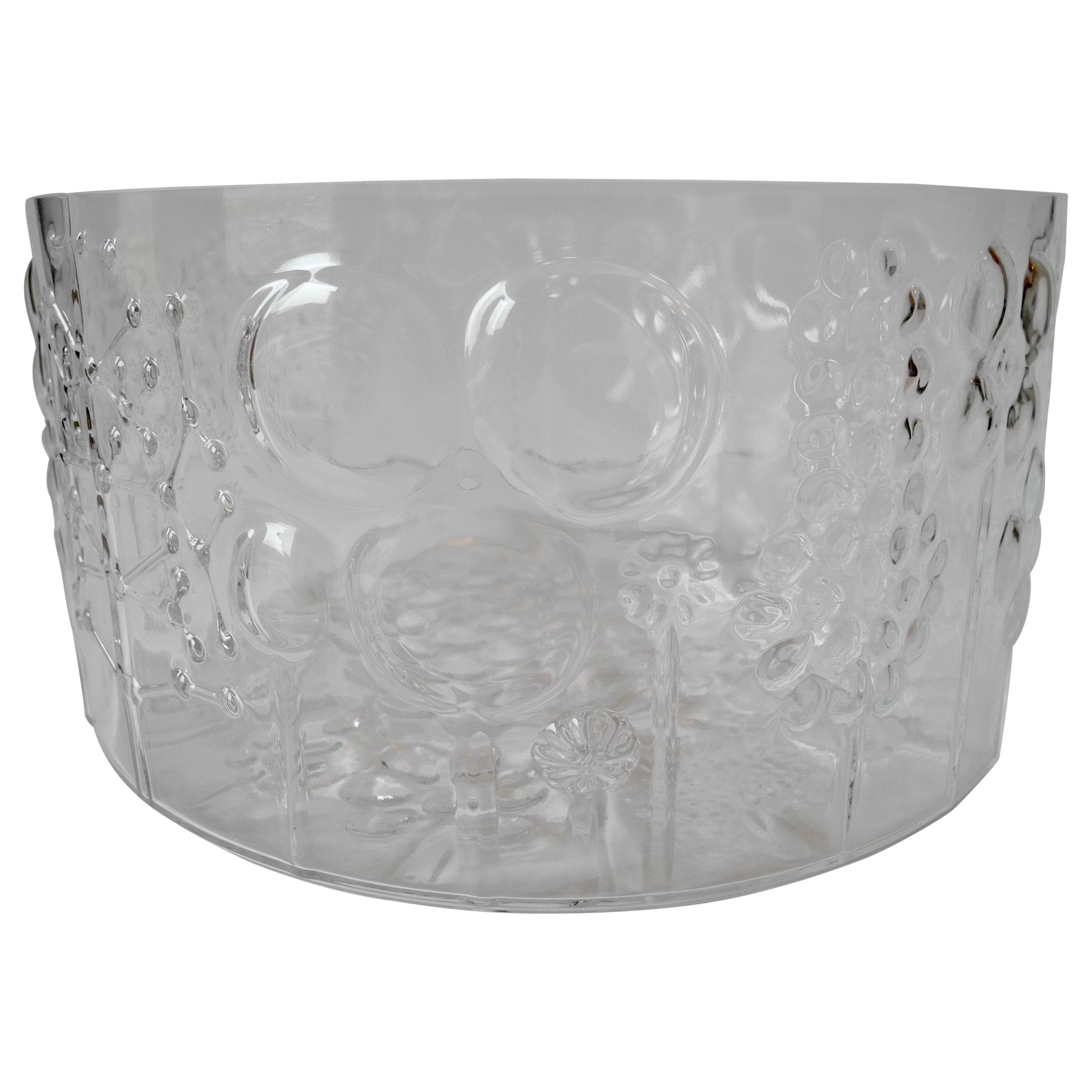 Arabia Iittala Nuutajarvi Flora Embossed Glass Bowl by Oiva Toikka, Finland For Sale