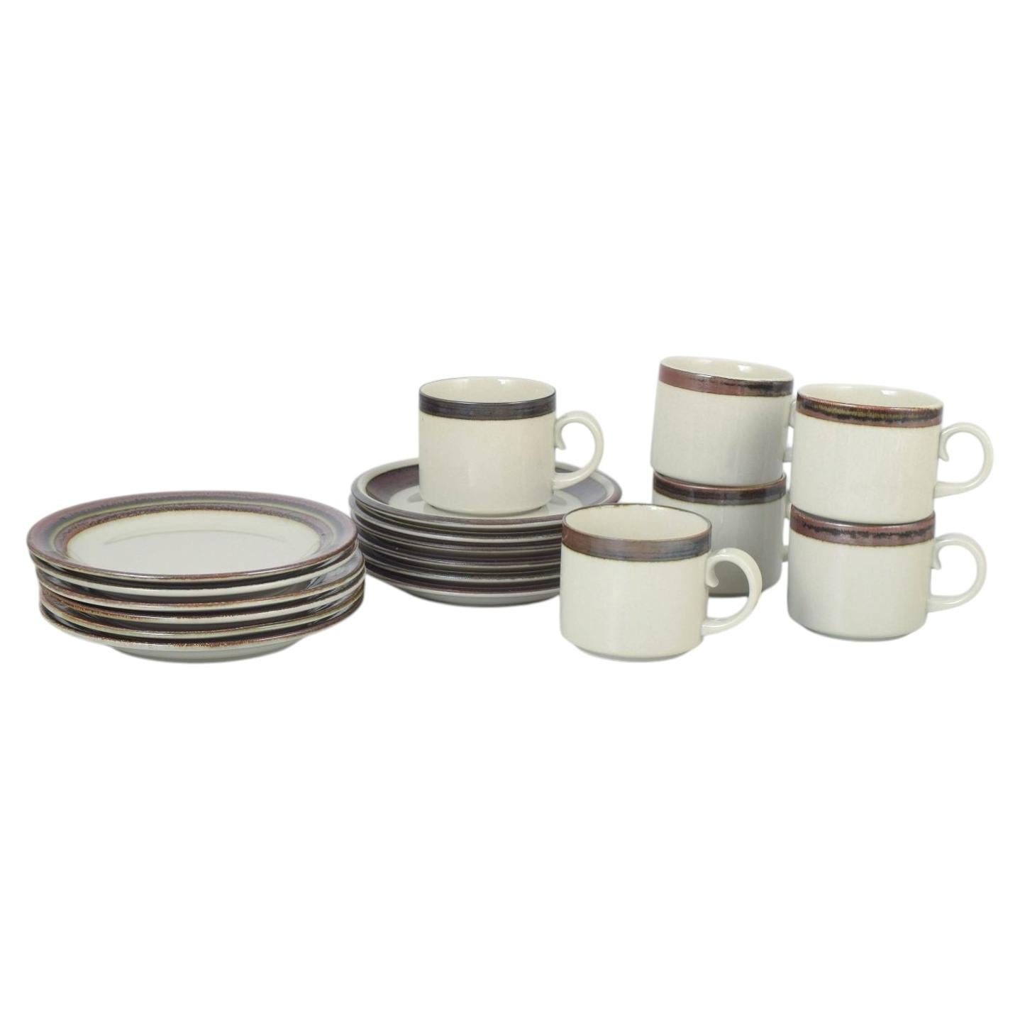 Arabia, Karelia series. Six tea cups with saucers and six cake plates. 1970s For Sale