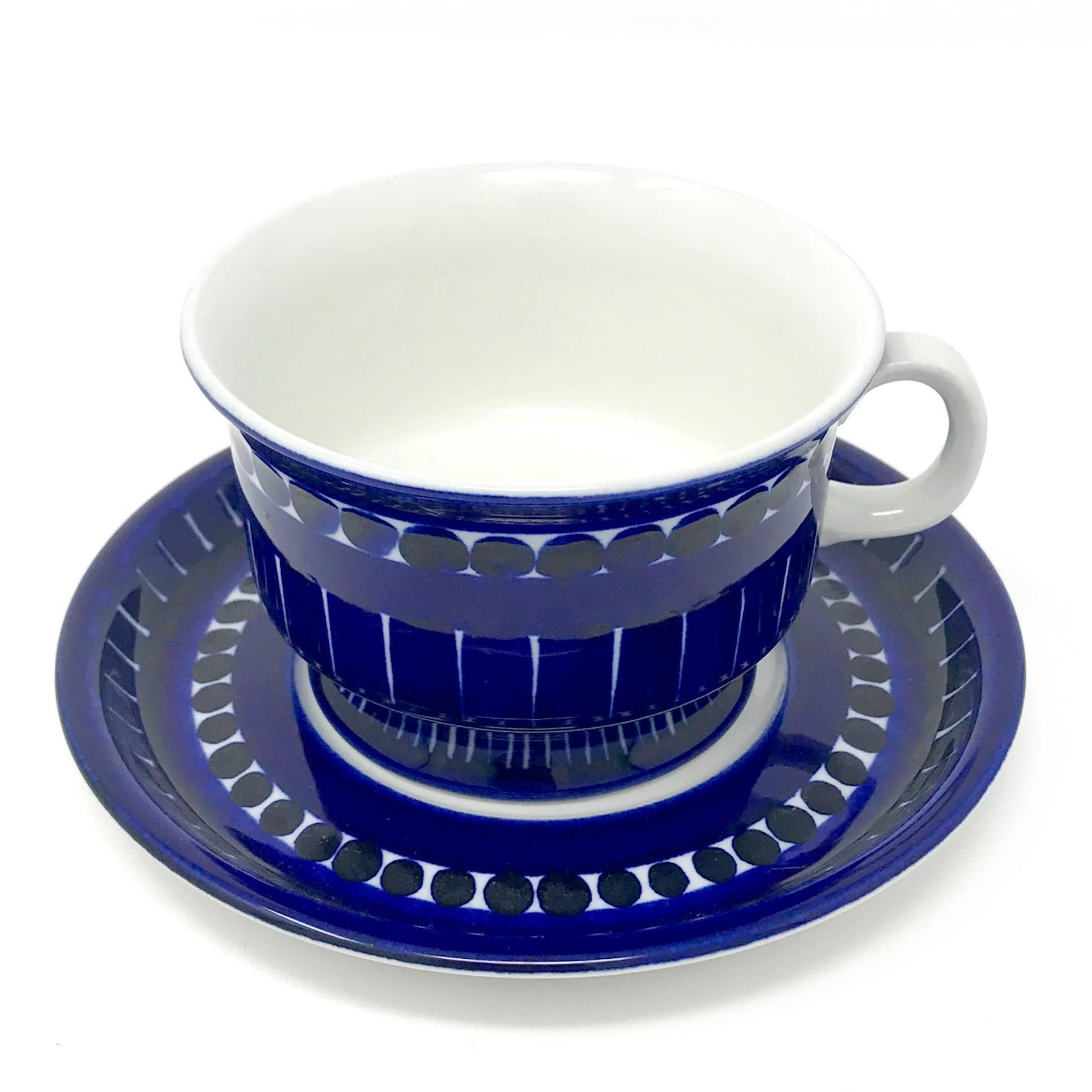 1960s ceramic cup and saucer designed by Ulla Procope for Arabia of Finland's Valenica line. Cup measures: 4