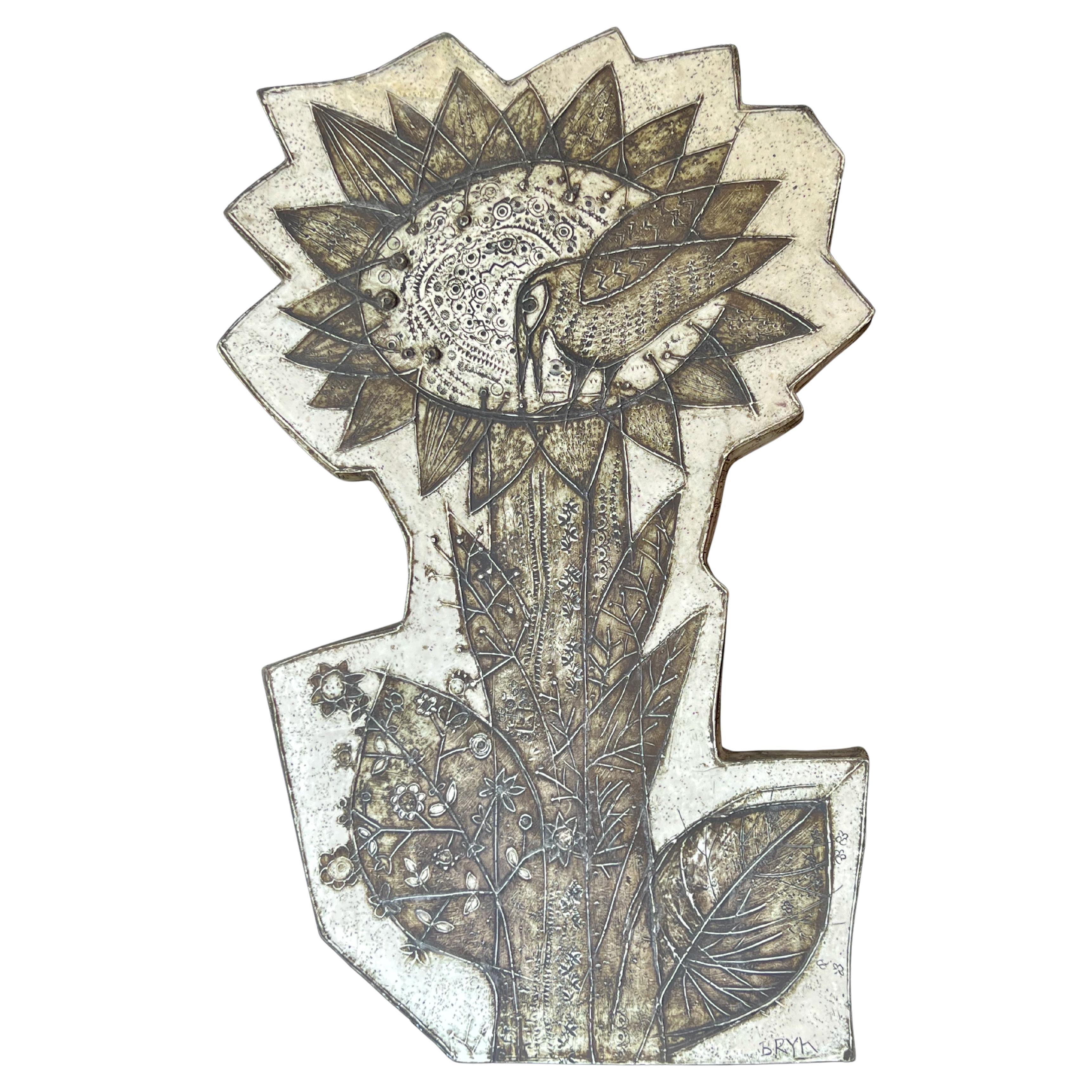 Arabia - Rut Bryk (Finland, 1916-1999) Stoneware wall relief For Sale