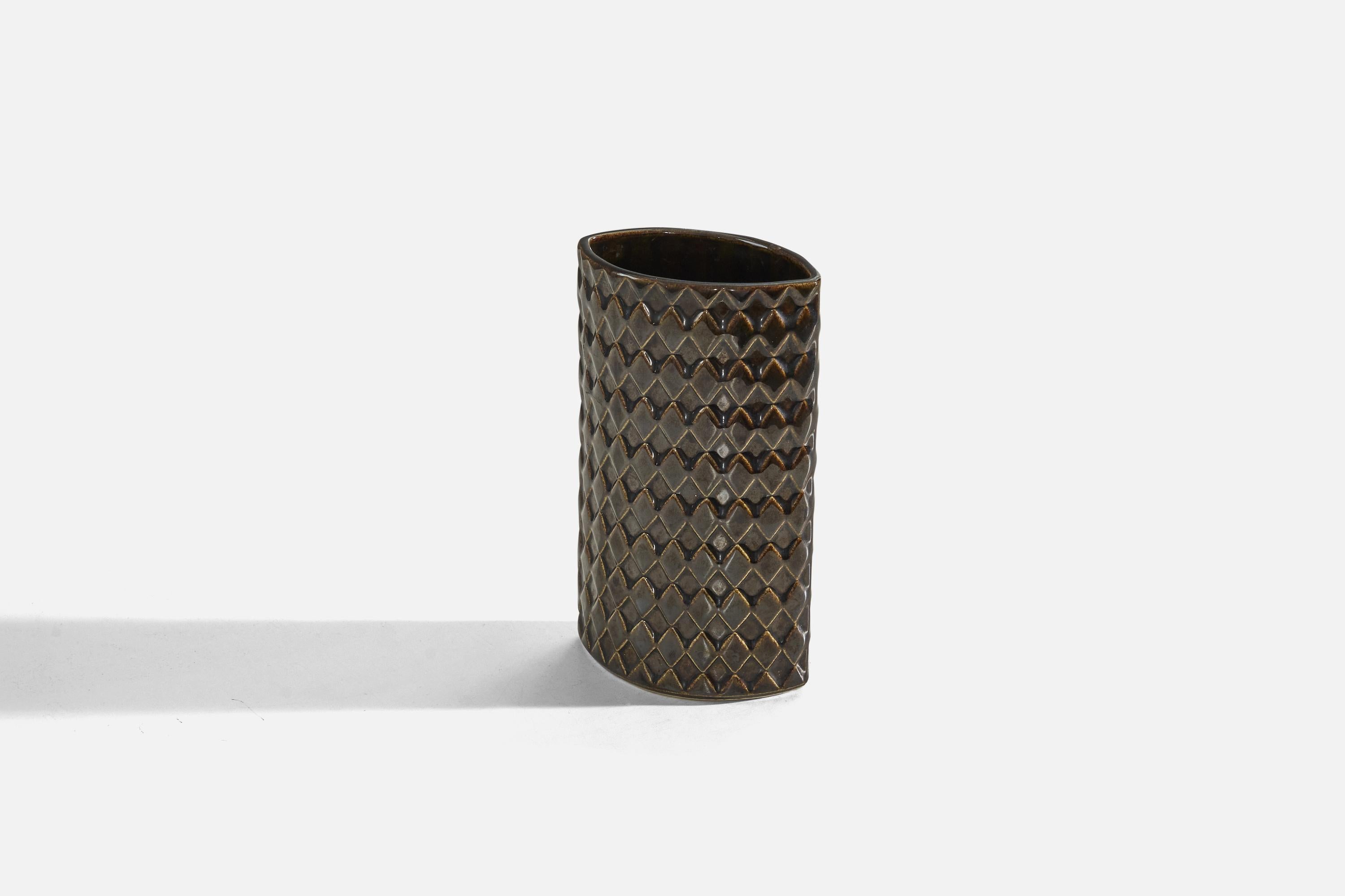 Arabia, Vase, Braun-glasiertes Steingut, Finnland, 1950er Jahre (Finnisch) im Angebot