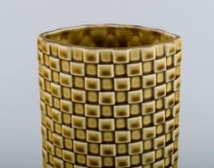 Arabia Vase in Glazed Ceramics, Beautiful Glaze in Mustard Yellow Shades