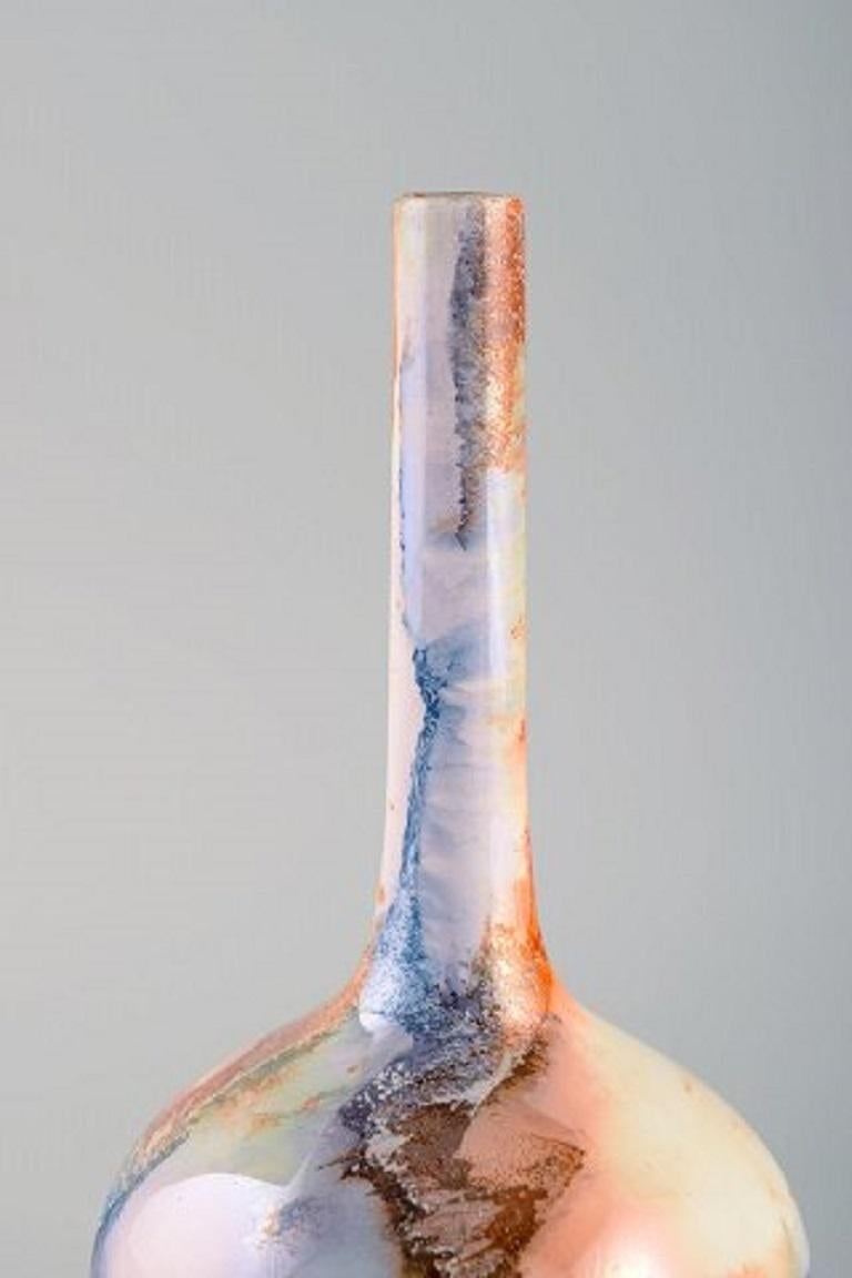 Art Déco Vaso Arabia in ceramica smaltata, splendida smaltatura con effetto marmo multicolore in vendita