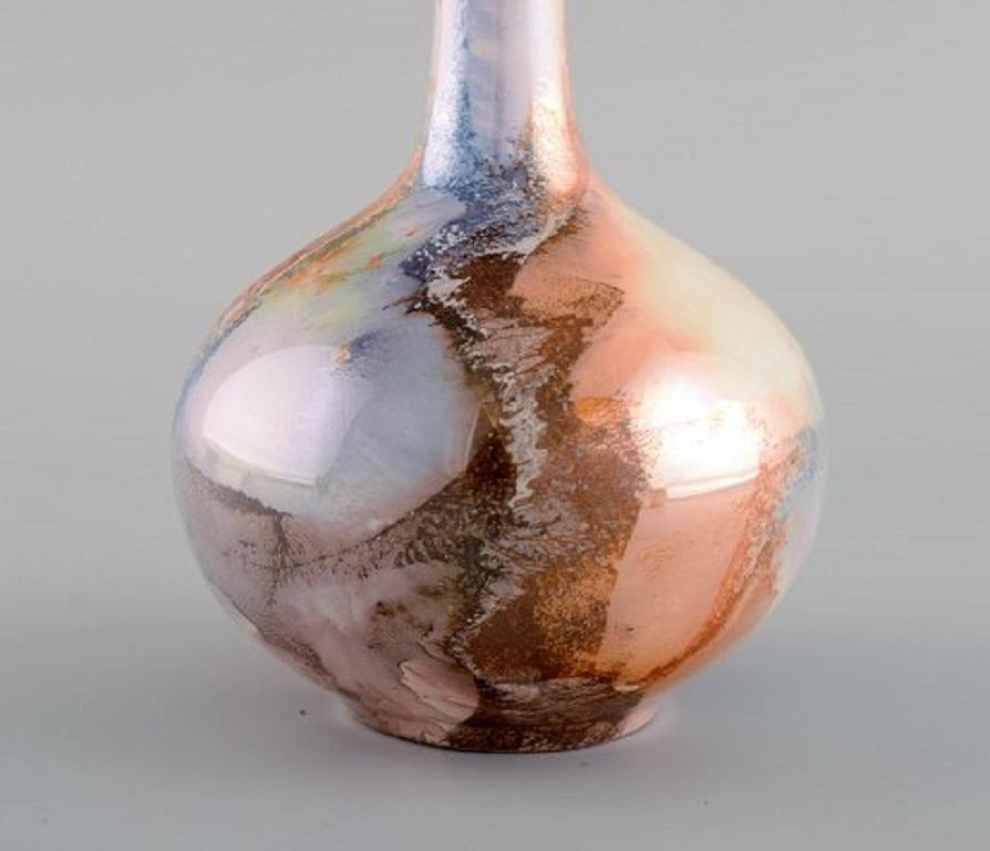 Finlandese Vaso Arabia in ceramica smaltata, splendida smaltatura con effetto marmo multicolore in vendita