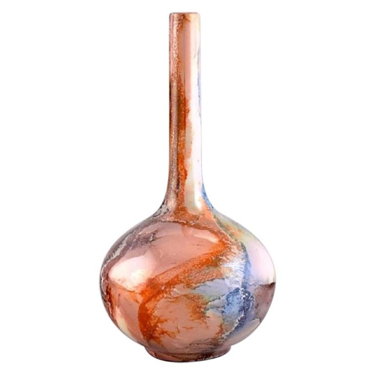 Arabia Vase in Glazed Ceramics, Beautiful Glaze with Multicolored Marble Effect