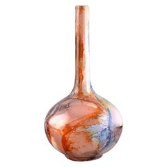 Vintage Arabia Vase in Glazed Ceramics, Beautiful Glaze with Multicolored Marble Effect