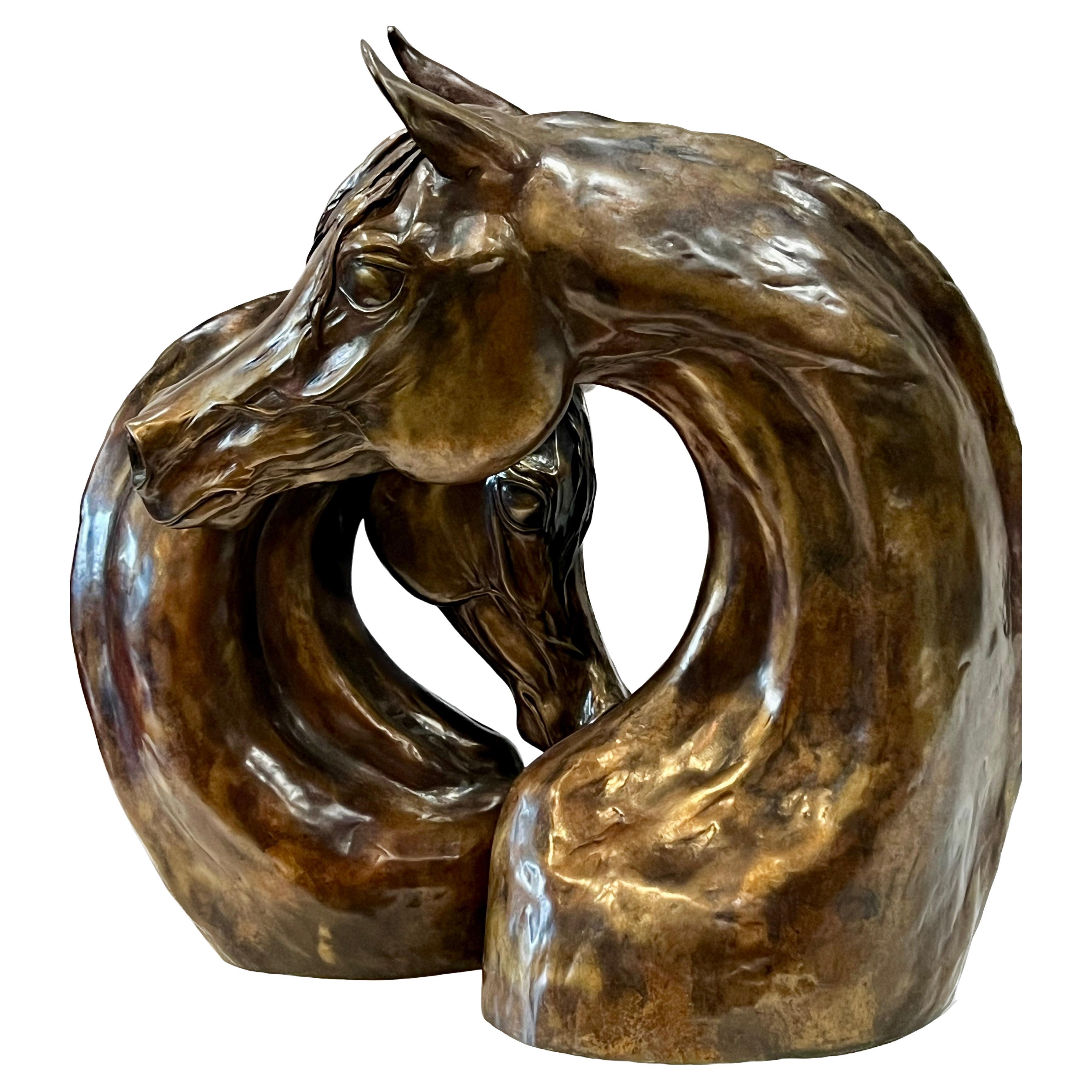 "Arabian Heart"  Bronze Horses Sculpture 9/25 by Susan Bohary 1992  For Sale