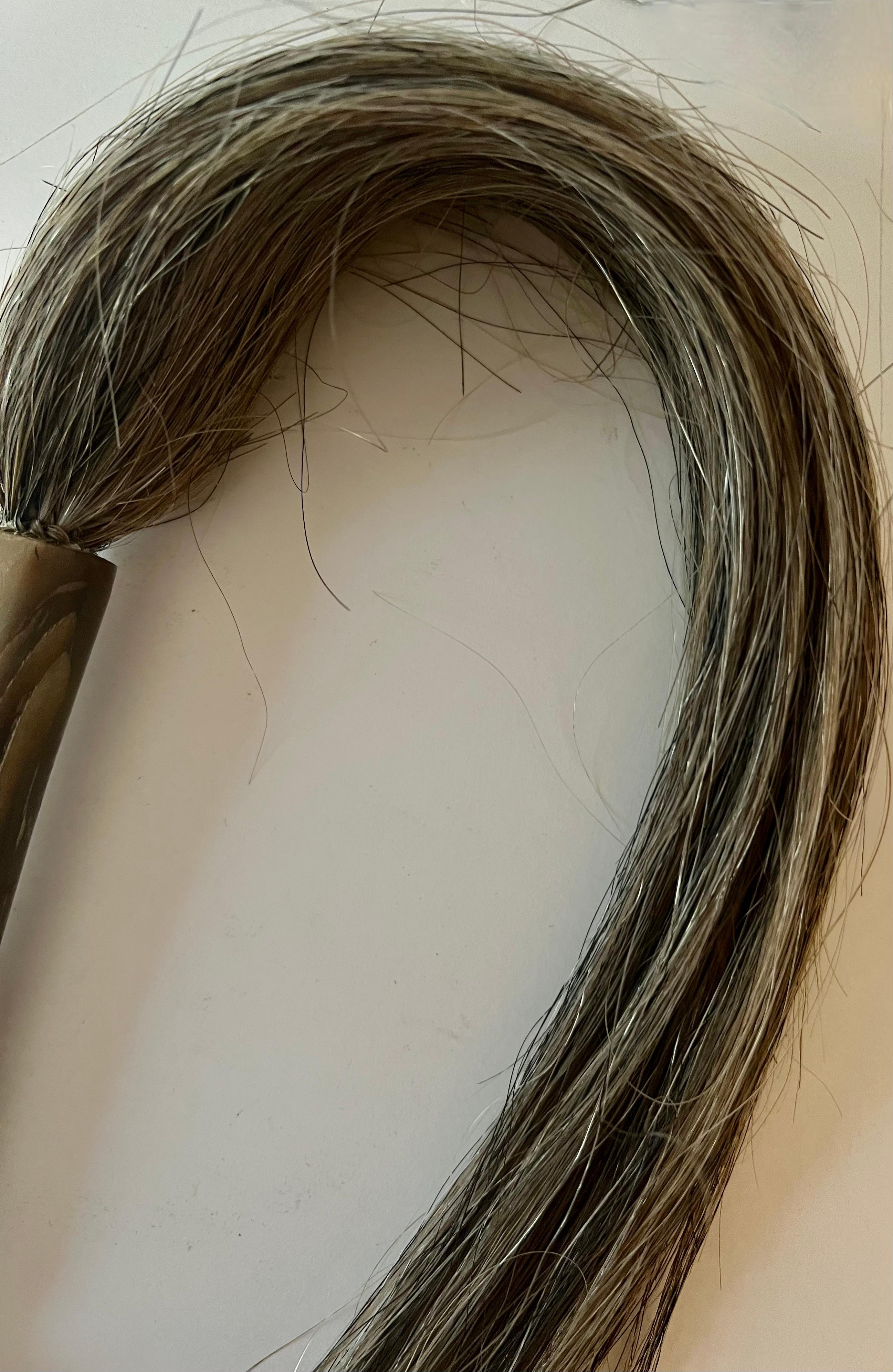 Saudi Arabian Arabian Indian Bedouin Horse Hair Bone and Sterling  Fly Whisk with Horn Handle