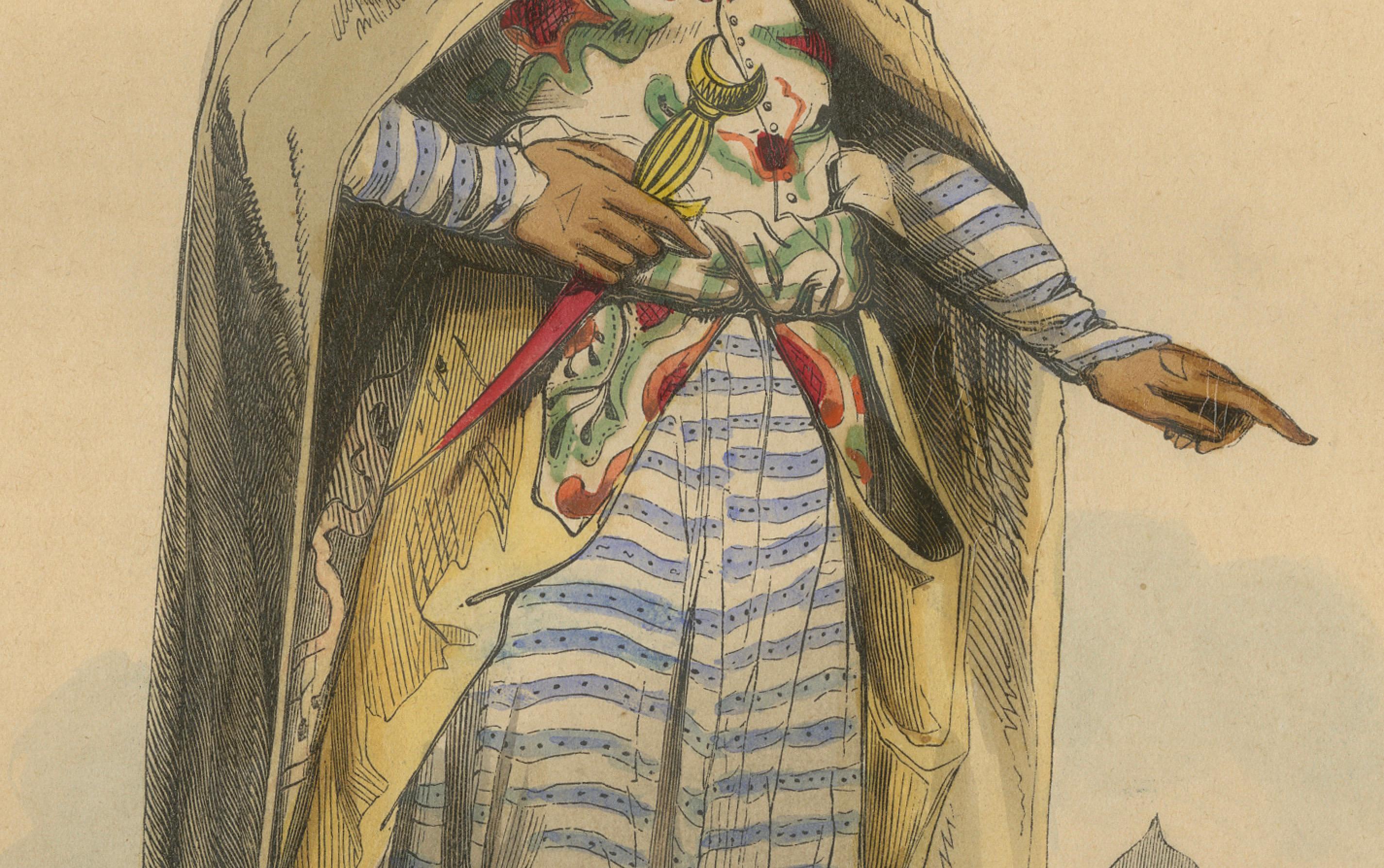 Arabian Merchant & Noble in 1844 Wahlen's Hand-Colored Lithographs In Good Condition In Langweer, NL