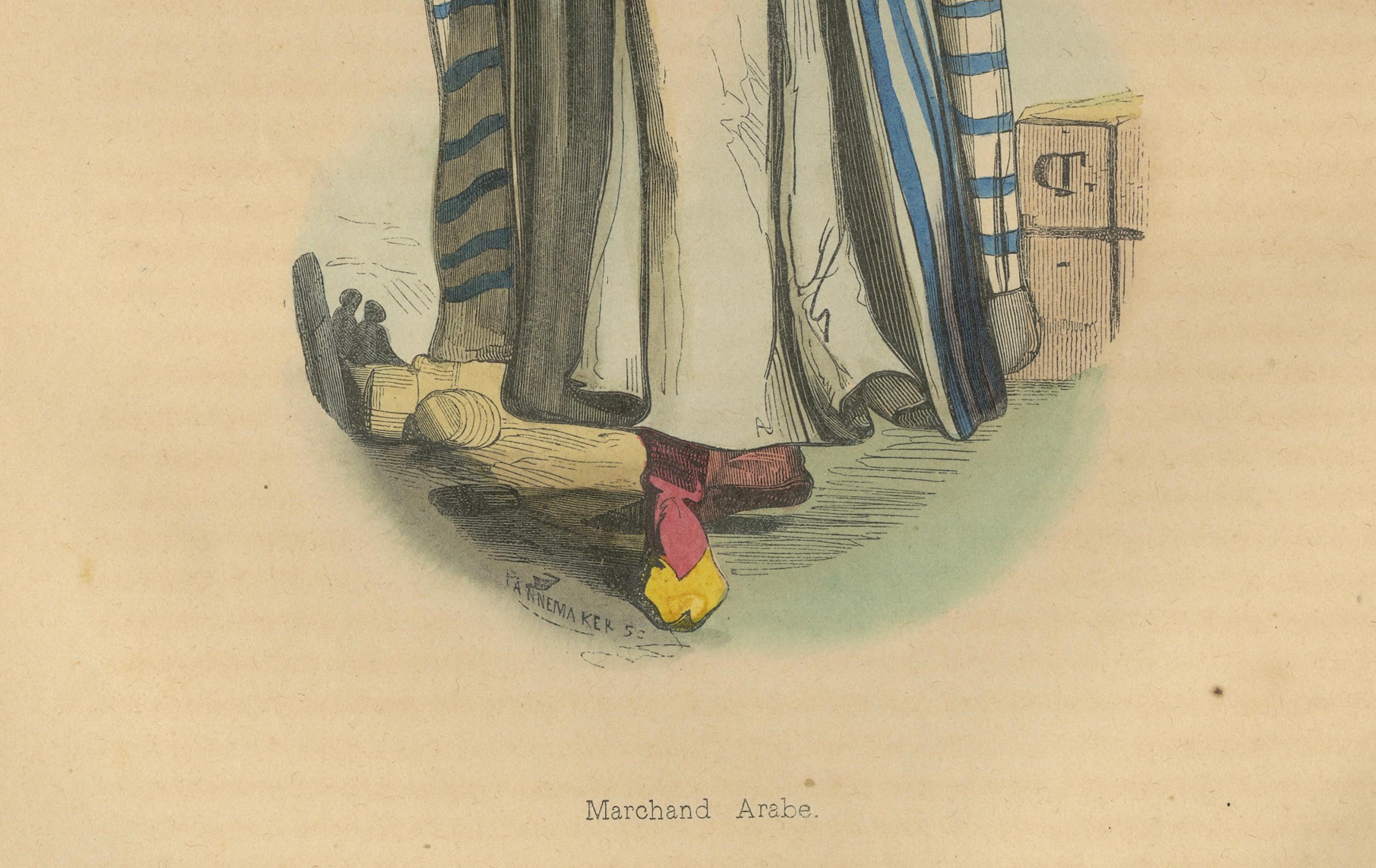 Paper Arabian Merchant & Noble in 1844 Wahlen's Hand-Colored Lithographs