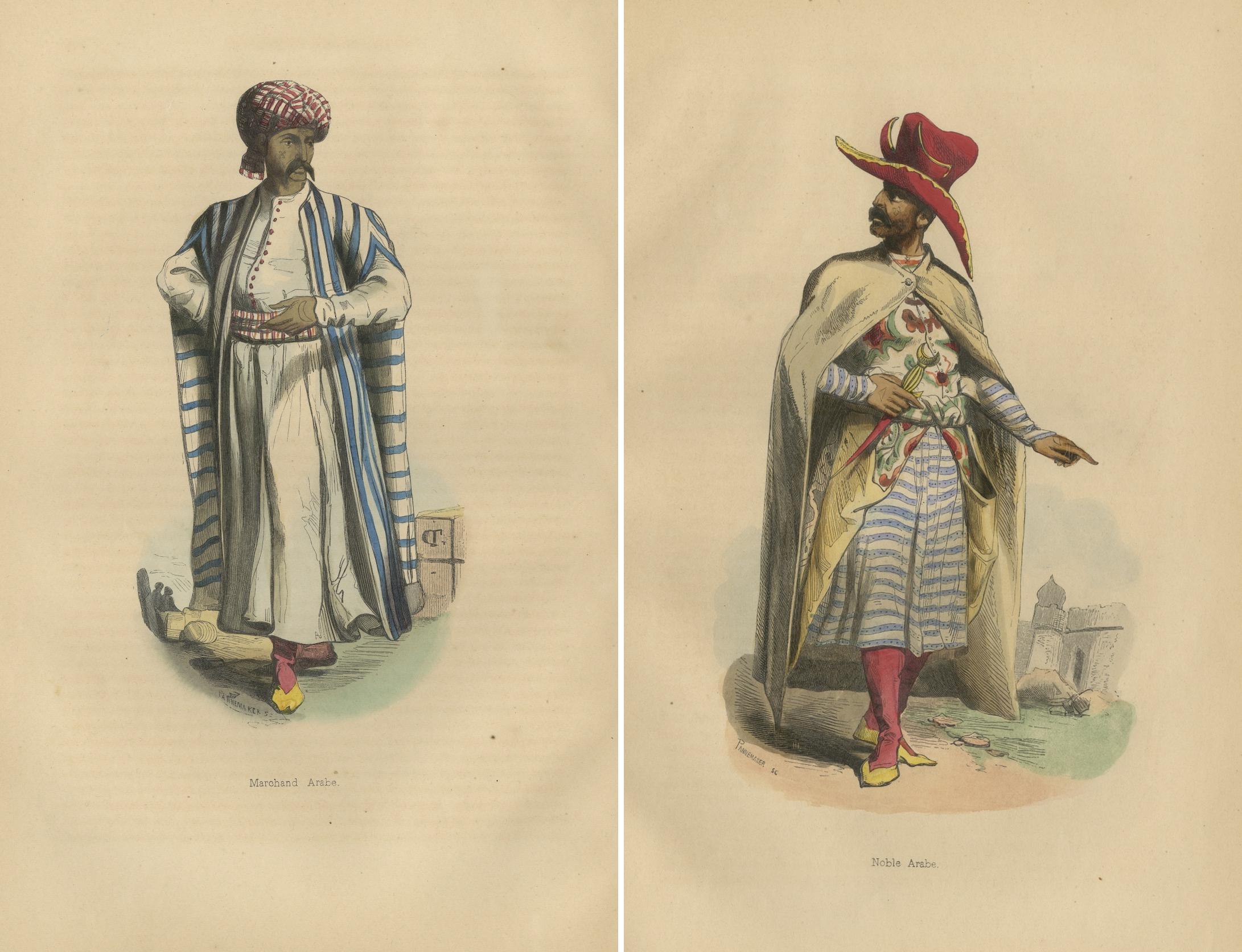 Arabian Merchant & Noble in 1844 Wahlen's Hand-Colored Lithographs 3