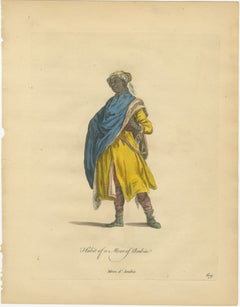 Arabian Moor in Yellow Robe, Antique Hand-Colored Costume Print, 1749