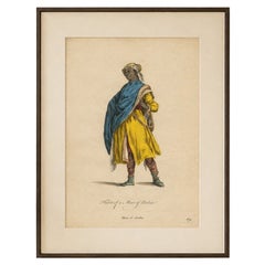 Arabian Moor in Yellow Robe, Antique Hand-Colored Costume Print, 1749