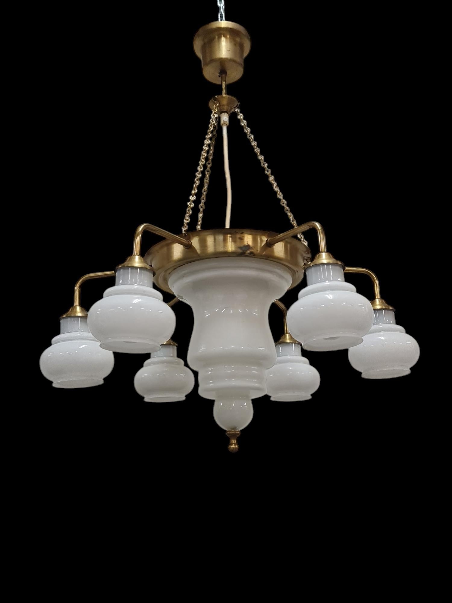 'Arabian Nights' Chandelier in Brass & Glass, Kai Ruokonen, Ker-lux 1970s For Sale 4
