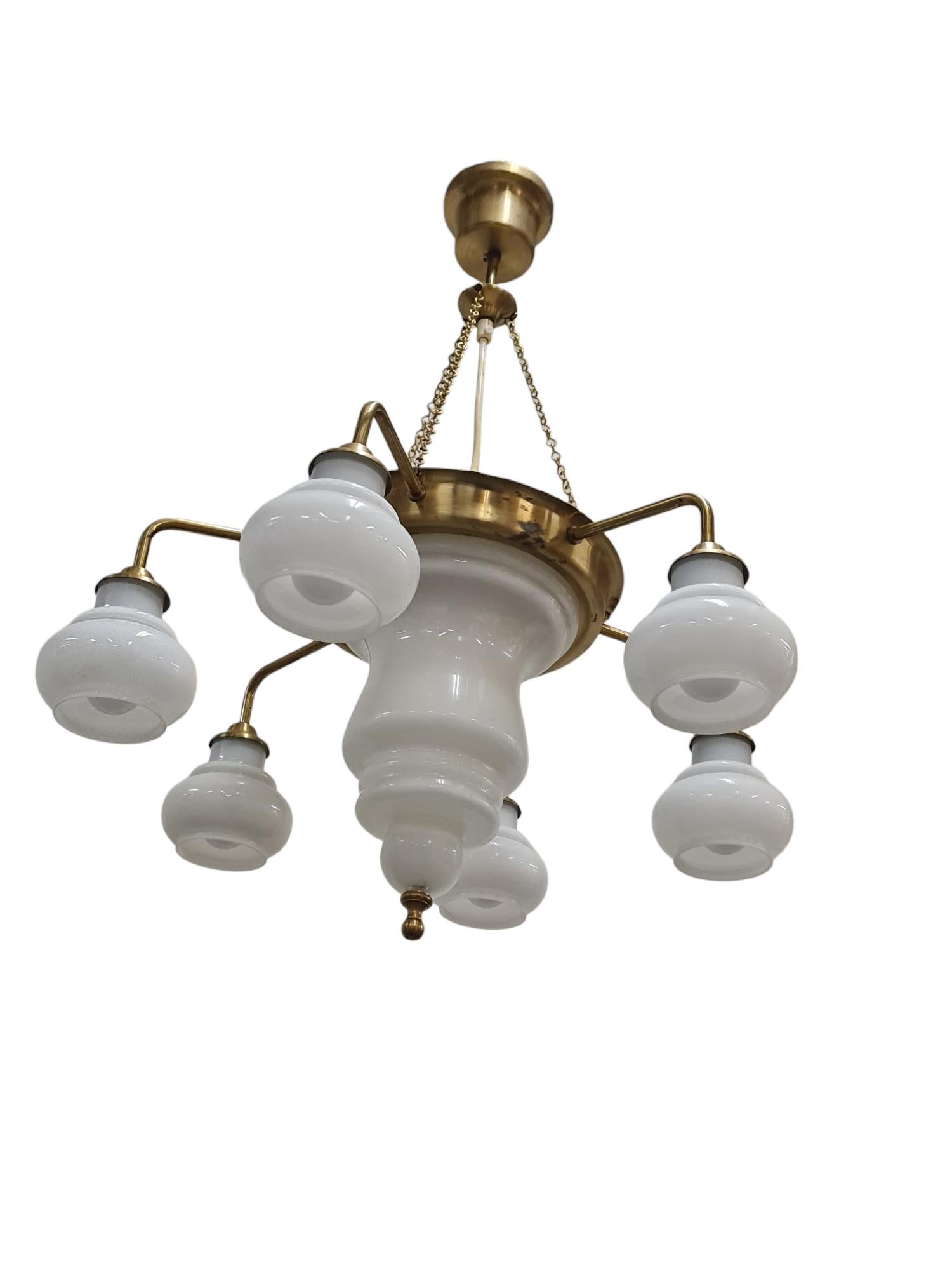 'Arabian Nights' Chandelier in Brass & Glass, Kai Ruokonen, Ker-lux 1970s For Sale 5