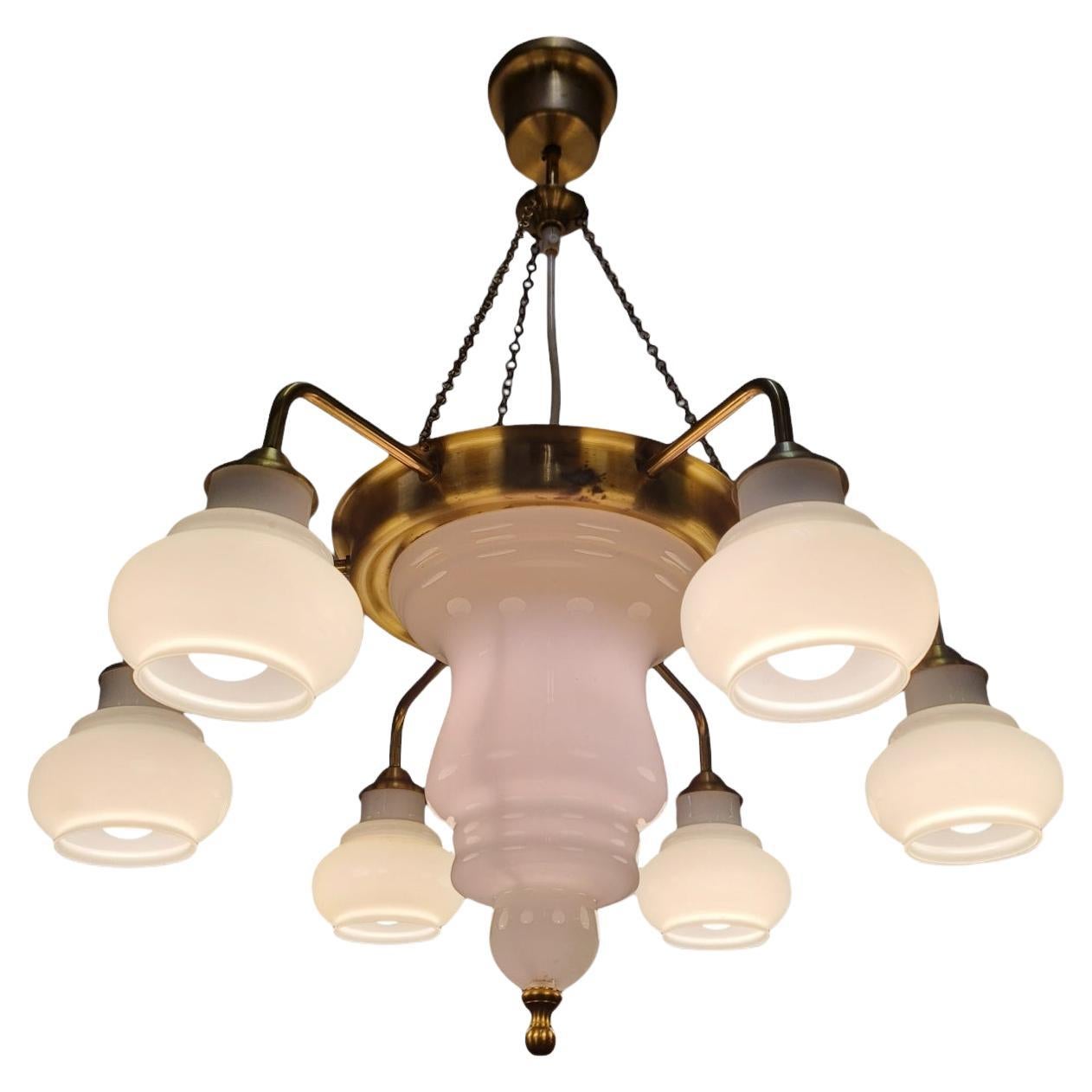 'Arabian Nights' Chandelier in Brass & Glass, Kai Ruokonen, Ker-lux 1970s For Sale