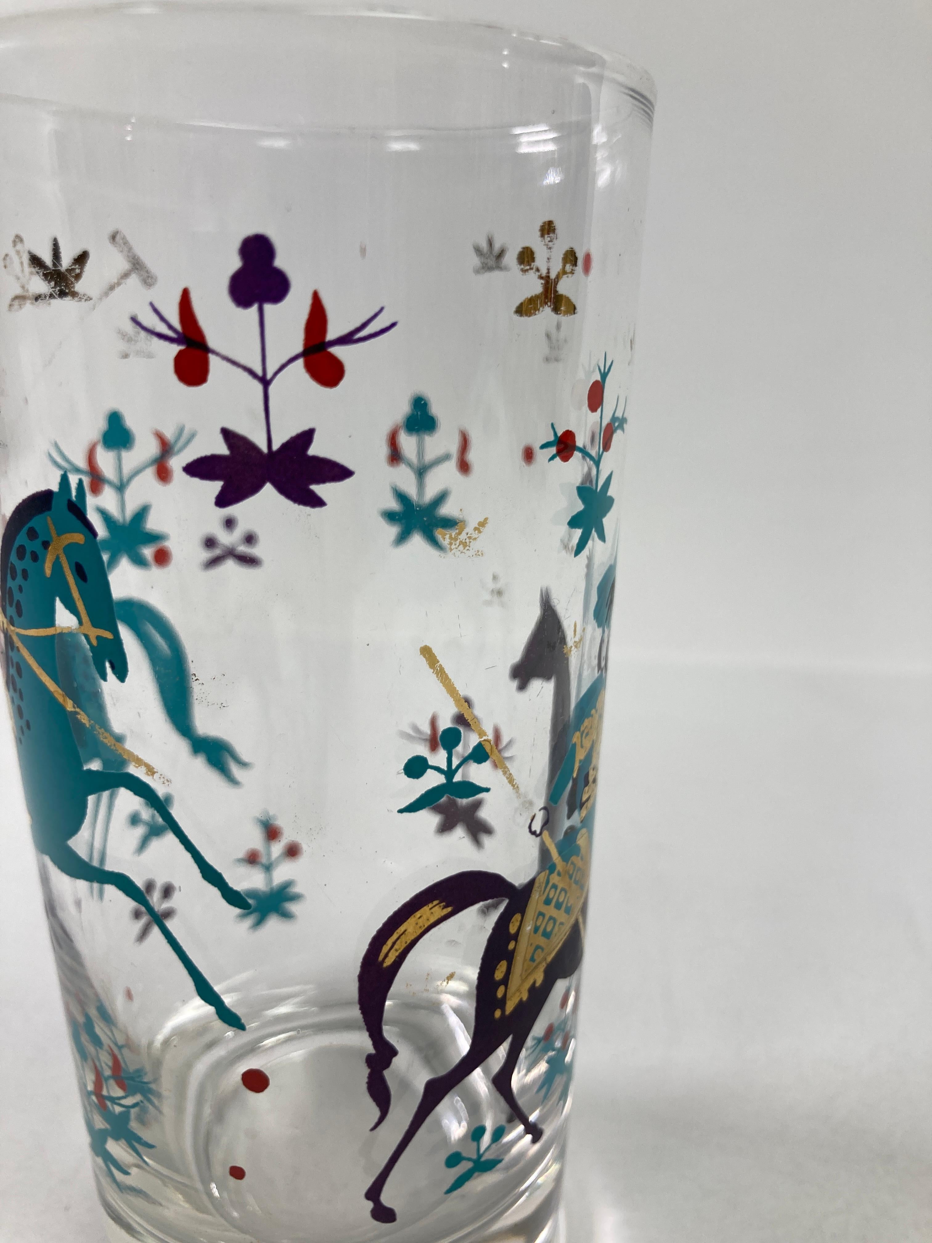 Arabian Nights Highball Tumbler Turquoise and Gold by Georges Briard 1950's For Sale 1