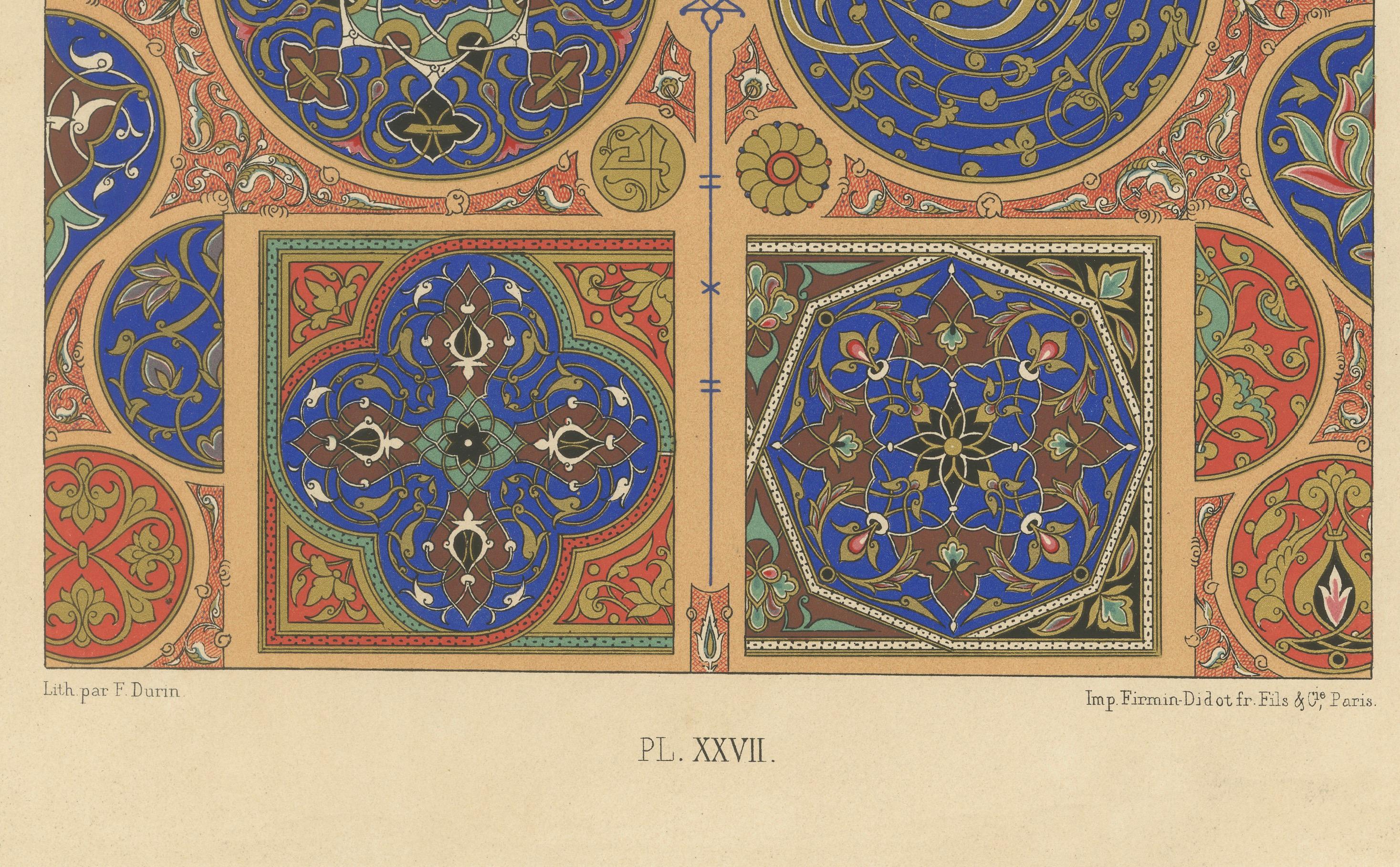 Ornamento árabe - Medallones geométricos y florales islámicos antiguos, 1869 Francés en venta
