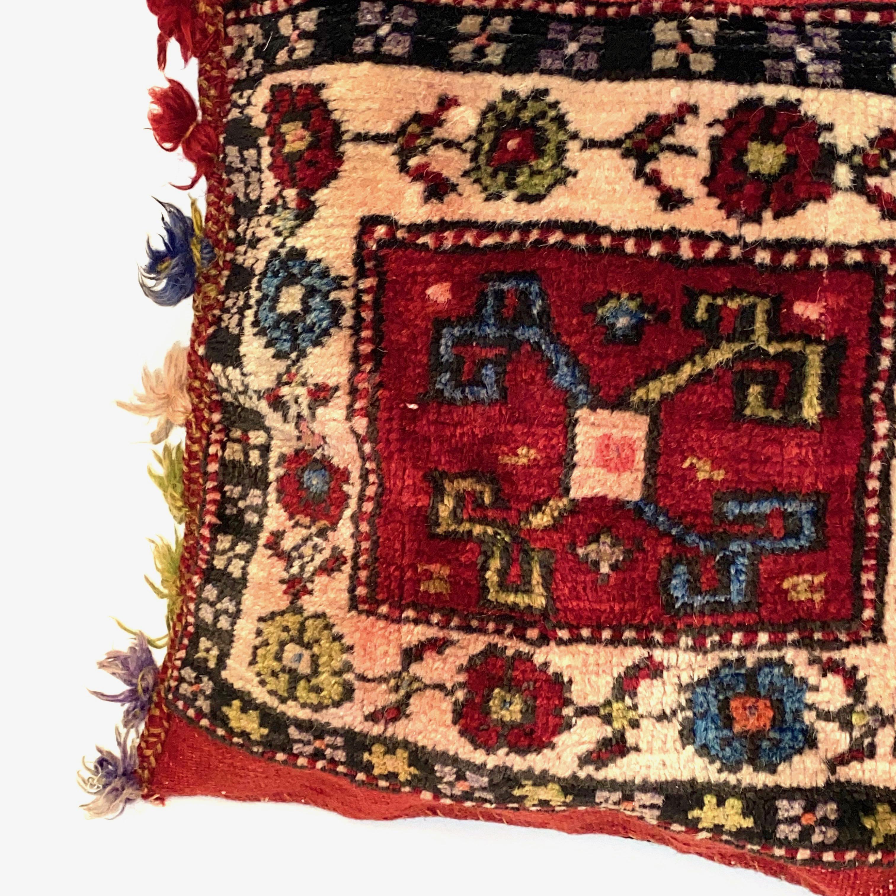 Unknown Arabian Turkish Oriental Salt Bag or Rug Embroidery Pillow For Sale