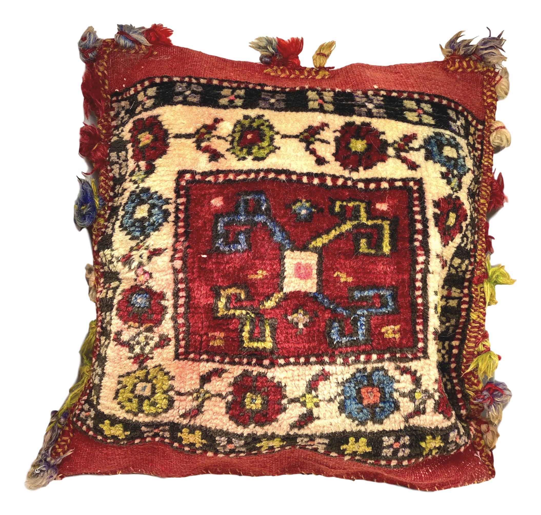 20th Century Arabian Turkish Oriental Salt Bag or Rug Embroidery Pillow For Sale
