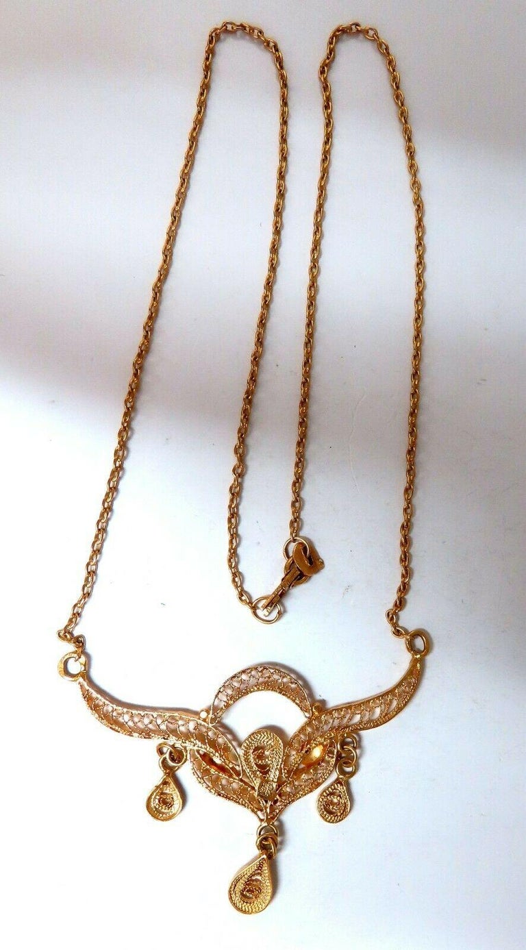 Arabic Bridal Heritage Dowry 18 Karat Gold Necklace Vintage For Sale at