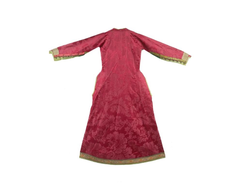 Unknown Antique Persian Safavid Silver Embroidered Silk Robe For Sale