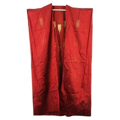 Arabic Islamic Moroccan Red And Gold Silk Robe