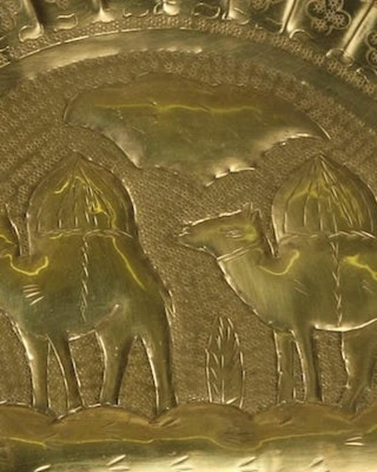 Contemporary Arabic, Large Embossed Camel Plate For Sale
