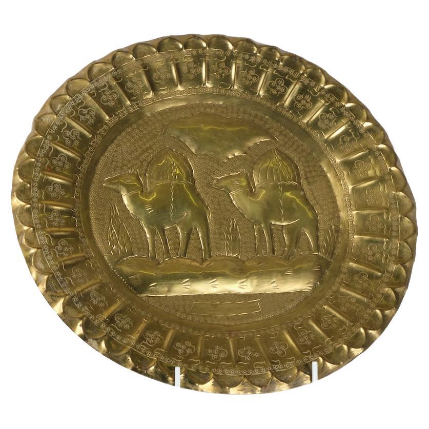 Arabic, Large Embossed Camel Plate For Sale