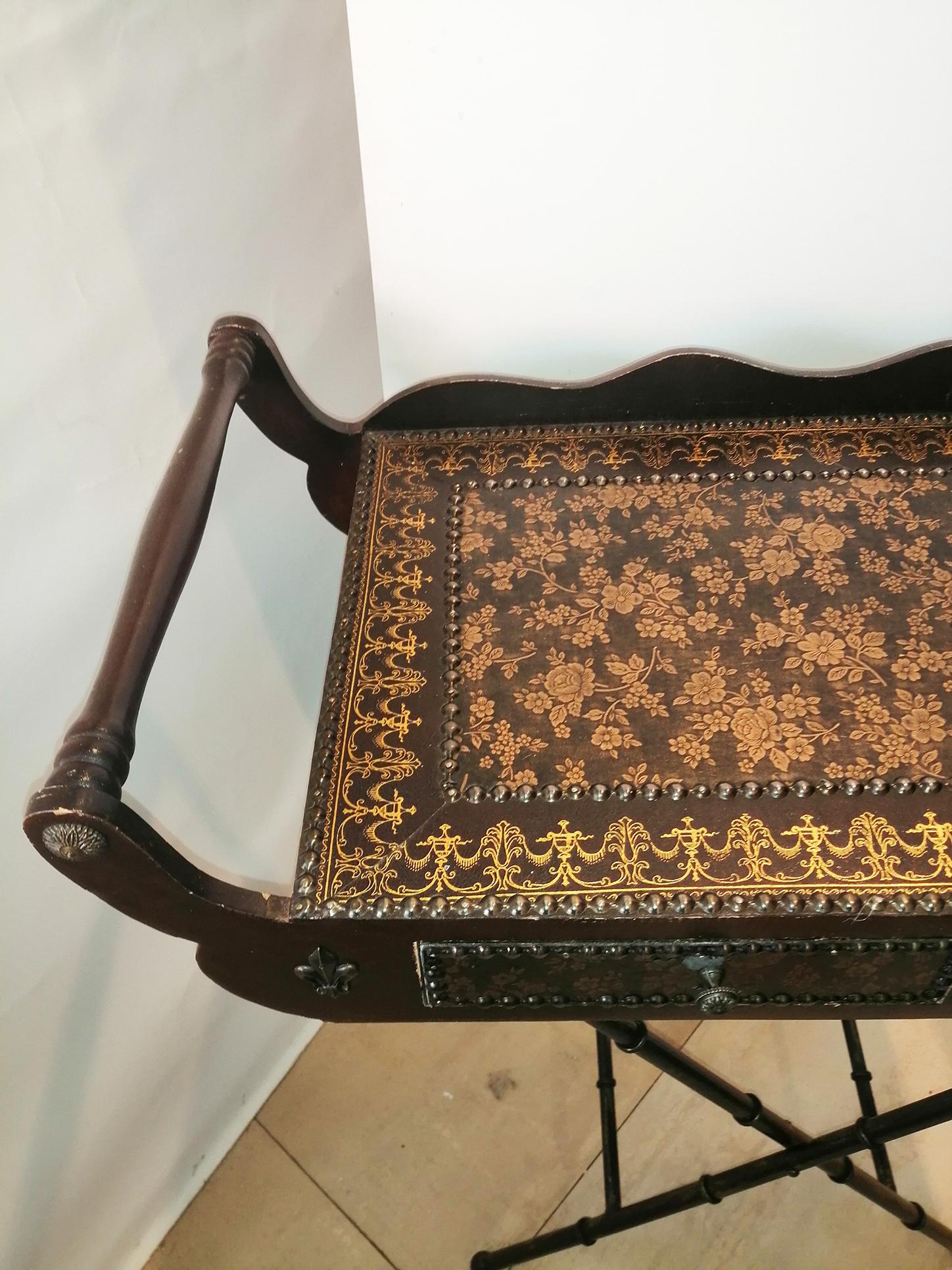 Islamic Style Side Table or Tray With Folding Legs and  Drawers For Sale 2