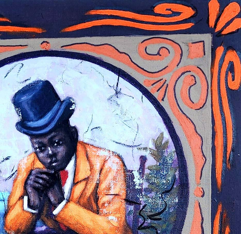 Bound By Time 2 - 21° secolo, Contemporaneo, Ritratto figurativo, Persone dell'Africa - Figurative Painting Marrone di Aragbada Stephen